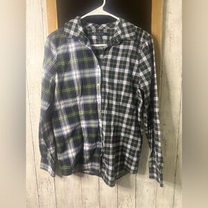 Women’s Brooks Brothers Size 8 Blue Green White Plaid Button Down 530